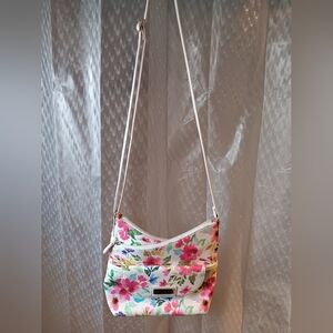 Multi Sac White and Pink Floral Crossbody Bag  Lightweight Fabric